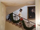 Dokonce i schody v Bílém dom jsou slavnostn vyzdobeny.  