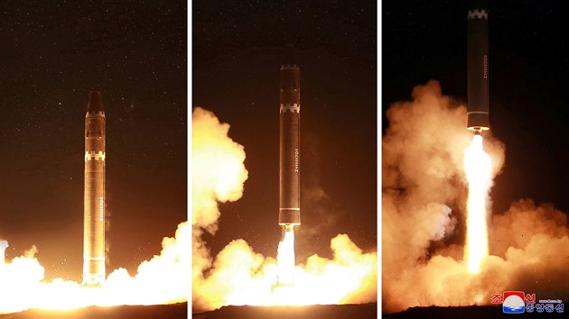 Start severokorejsk rakety Hwasong-15 (29. listopadu 2017)