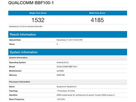 Vsledky chystanho BB v testu Geekbench