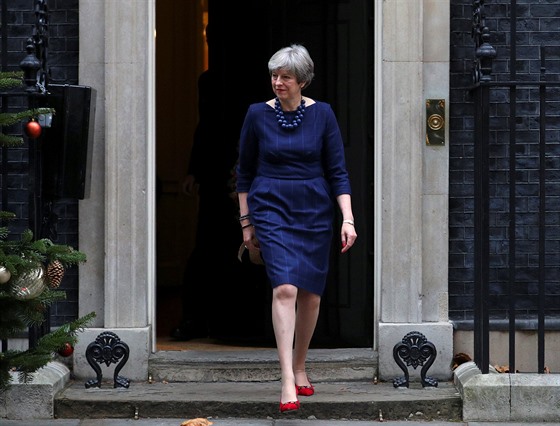 Britská premiérka Theresa Mayová ped svým sídlem na Downing street.