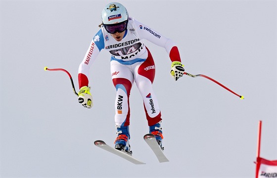 Jasmine Fluryová v superobím slalomu ve Svatém Moici.