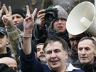 Michail Saakavili se svými stoupenci, kteí ho po zatení vysvobodili z...