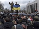Stoupenci Michaila Saakaviliho v centru Kyjeva (5. prosince 2017)