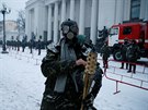 Píznivci Michaila Saakaviliho v centru Kyjeva (6. prosince 2017)