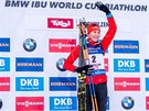 Slovenská biatlonistka Anastázia Kuzminová se raduje z vítězství ze stíhacího...