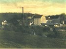 Z�tk�v ml�n u Bor�ova nad Vltavou p�ed sto lety na dobov� pohlednici