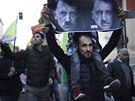 Kurdové protestují proti návtv tureckého prezidenta Recepa Tayyipa Erdogana...