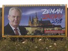 Billboard v Praze na podporu kandidatury prezidenta Miloše Zemana v přímé volbě...