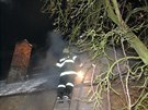 Snímek z tragického požáru v Přemyslovicích na Prostějovsku. (2.12.2017)