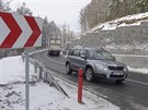 Nov sek silnice u Brtnice mezi Jihlavou a Teb. Kvli rozen vozovky tu...