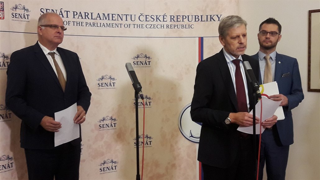 Senátor Jan Horník spolu s Ji�ím �estákem a europoslancem Stanislavem Pol�ákem...
