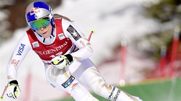 Lindsey Vonnov na trati sjezdu v Lake Louise