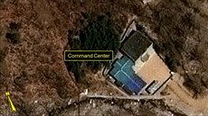 Severokorejská jaderná stelnice Pchunggje-ri na satelitním snímku z 12. dubna...