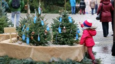 Vánoní zábrany u vstupu na chebské námstí.