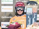 eská snowboardistka Ester Ledecká (uprosted)   po triumfu v paralelním obím...