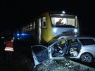 V Kladn-Vrapicch se srazilo auto s vlakem, pro idie letl vrtulnk....