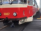 V praskm Hloubtn se srazila tramvaj s autem. (13.12.2017)