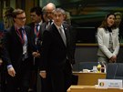 Nový pedseda eské vlády Andrej Babi (uprosted) pichází v Bruselu do...