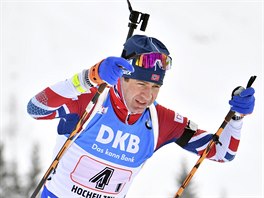 Ole Einar Björndalen v závodu štafet v Hochfilzenu.
