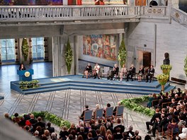 Pedání Nobelovy ceny za mír probhlo v norském Oslu. (10. prosince 2017)