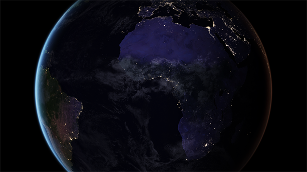 Pohled na Zemi v noci  Afrika