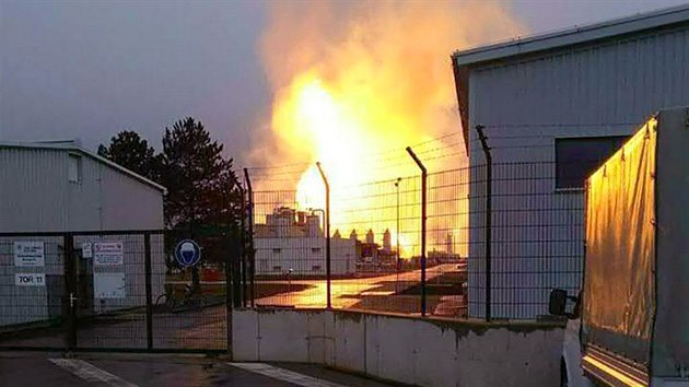 Exploze plynového terminálu ve východorakouské obci Baumgarten an der March poblíž slovenských hranic. (12. prosince 2017)