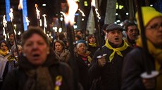 Pochod za uvznné katalánské politiky v Barcelon (16. prosince 2017)