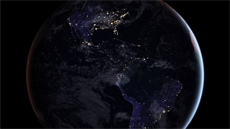 Pohled na Zemi v noci – Severní a Jižní Amerika