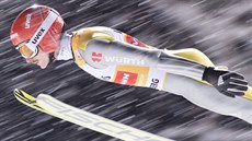 Nmecký skokan na lyích Richard Freitag bhem závodu v Engelbergu. 
