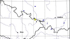 P�ibli�n� epicentrum ned�ln�ch ot�es� na Ostravsku