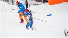Česká biatlonistka Veronika Vítková na trati sprintu v Annecy