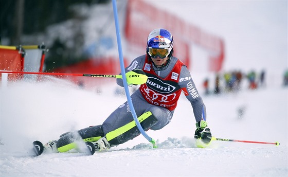 Alexis Pinturault na trati kombinaního slalomu v Bormiu.