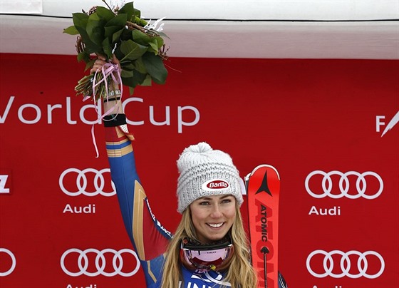 Mikaela Shiffrinová jako vítzka slalomu v Lienzu