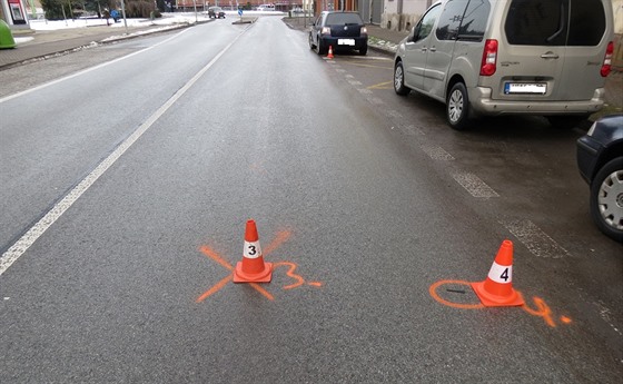 Místo nehody v Polské ulici v Trutnov.