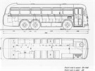 Horský autobus Karosa T 500 HB, typový výkres linkové varianty s celkovou...