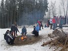 Poslední a první den v roce je runo také u rozhledny pulka, kde si výletníci...