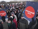 Píznivci ruského opoziního politika Alexeje Navalného se seli v Petrohrad,...