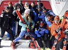 Americká lyaka Mikaela Shiffrinová slaví triumf v paralelním slalomu v...