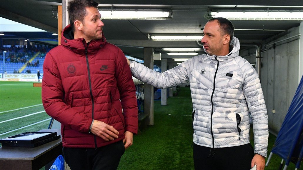 JE TO TVOJE David Holoubek (vlevo) a Jind�ich Trpi�ovský b�hem vzájemného duelu...