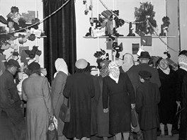 1953: Pohled do prodejny pleteného zboží v Rytířské ulici v Praze 1.