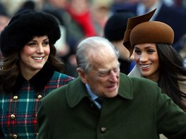 Vévodkyn Kate, Meghan Markle a princ Philip na slavnostní bohoslub v...