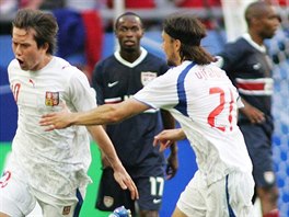 Tomá Rosický se raduje z gólu proti USA na mistrovství svta 2006.