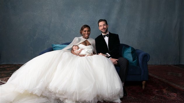Serena Williamsová, Alexis Ohanian a jejich dcera Alexis Olympia na oficiální svatební fotografii
