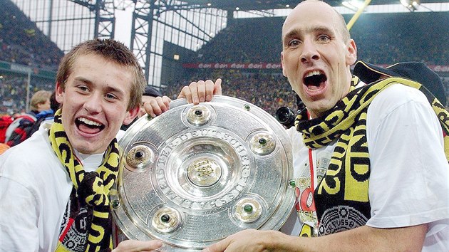 Tom Rosick slav s Janem Kollerem titul nmeckho Dortmundu (2001/02).