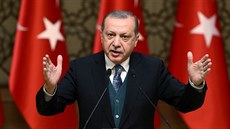 Turecký prezident Recep Tayyip Erdogan řeční v Ankaře (24. prosince 2017)