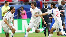 Tomá Rosický se raduje z gólu proti USA na mistrovství svta 2006.