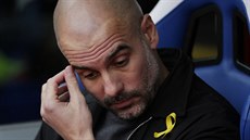 Trenér Manchesteru City Pep Guardiola bhem duelu s Crystal Palace.