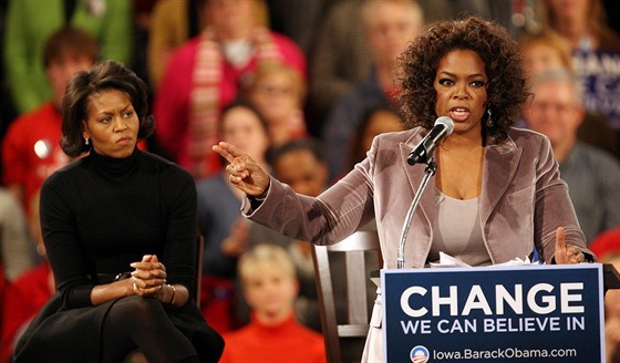 Oprah Winfreyová bhem kampan Baracka Obamy.