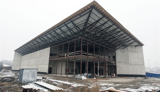 Pohled na rozestavěné Národní olympijské centrum v Prostějově (prosinec 2017).