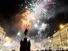 Silvestrovské oslavy 31. prosince na Václavském námstí v Praze.
